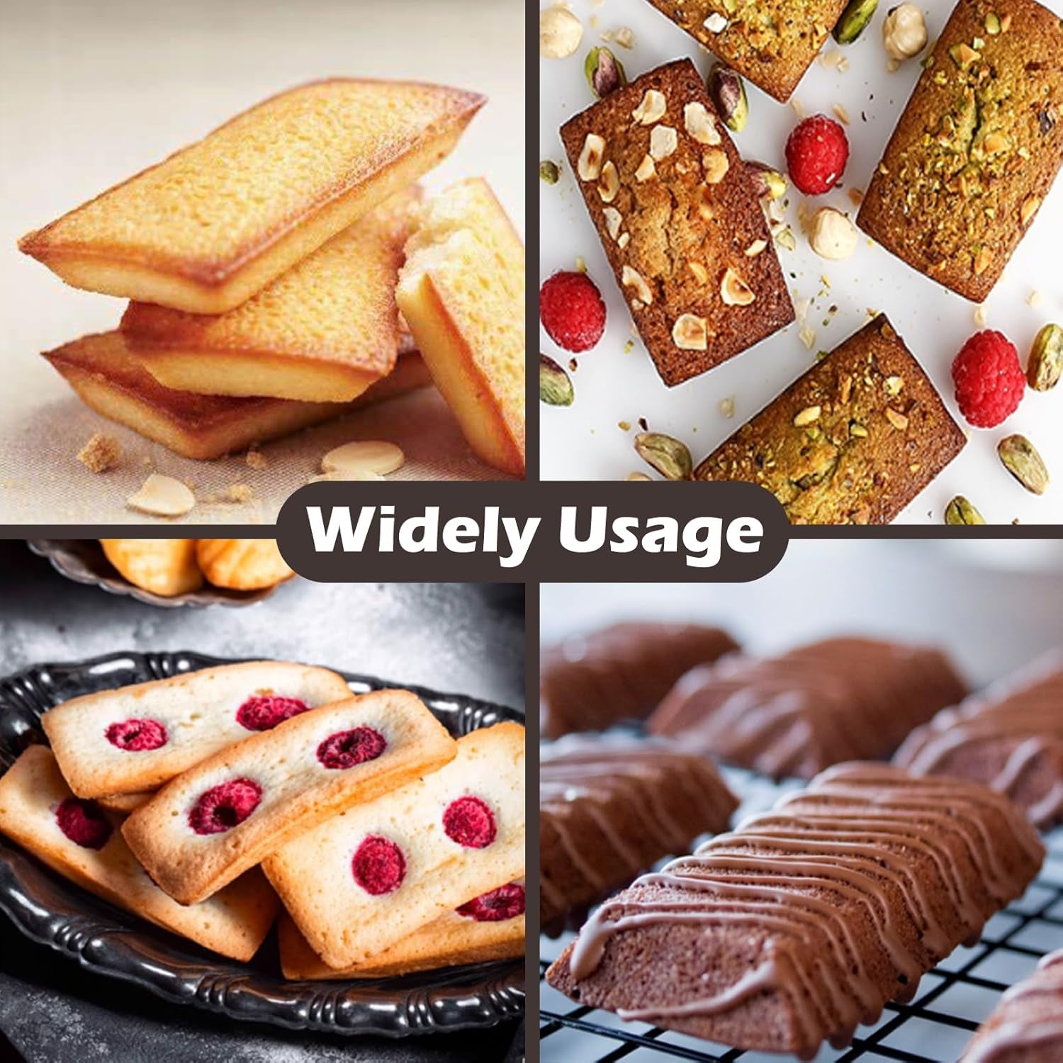 Webake Financier Cake Pan, 8 Cavity Silicone Financier Mold Non Stick