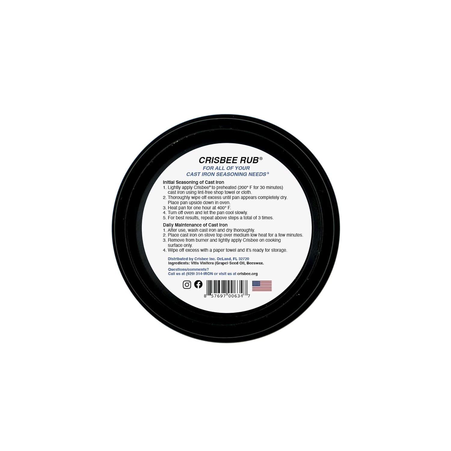 Crisbee Rub Cast Iron & Carbon Steel Seasoning 2 oz