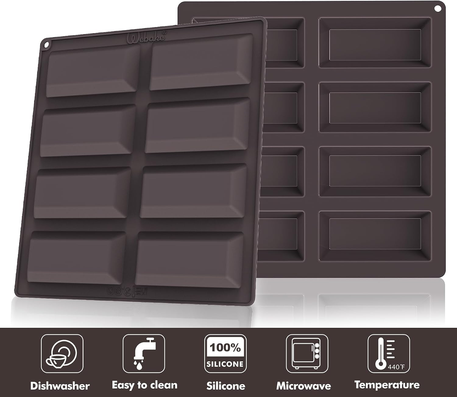 Webake Financier Cake Pan, 8 Cavity Silicone Financier Mold Non Stick