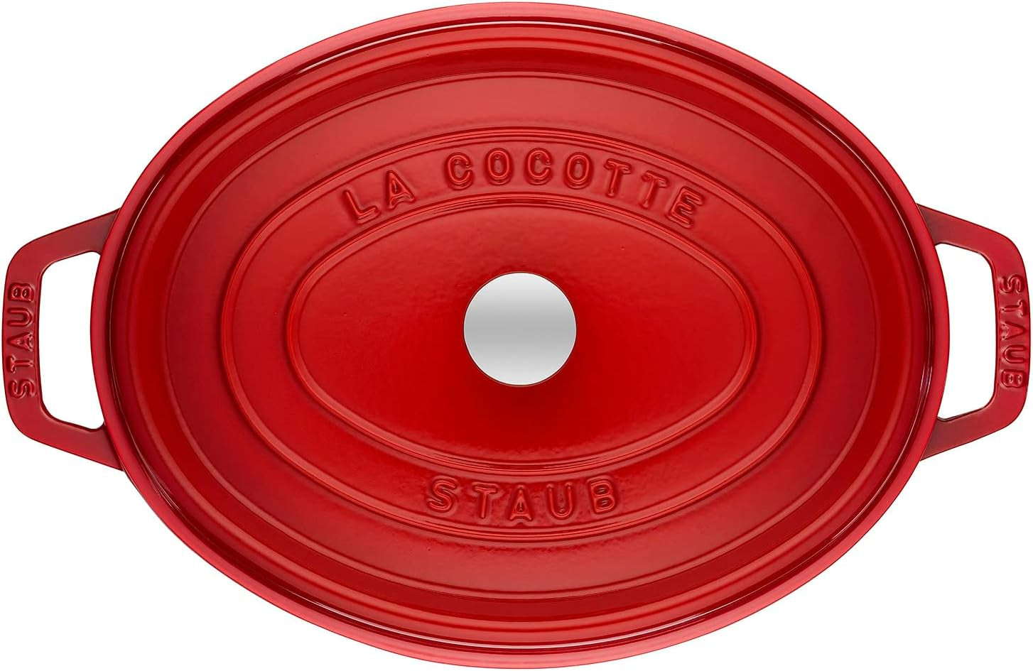 STAUB Cast Iron Dutch Oven 7-qt Oval Cocotte, Made in France, Serves 7-8, Cherry