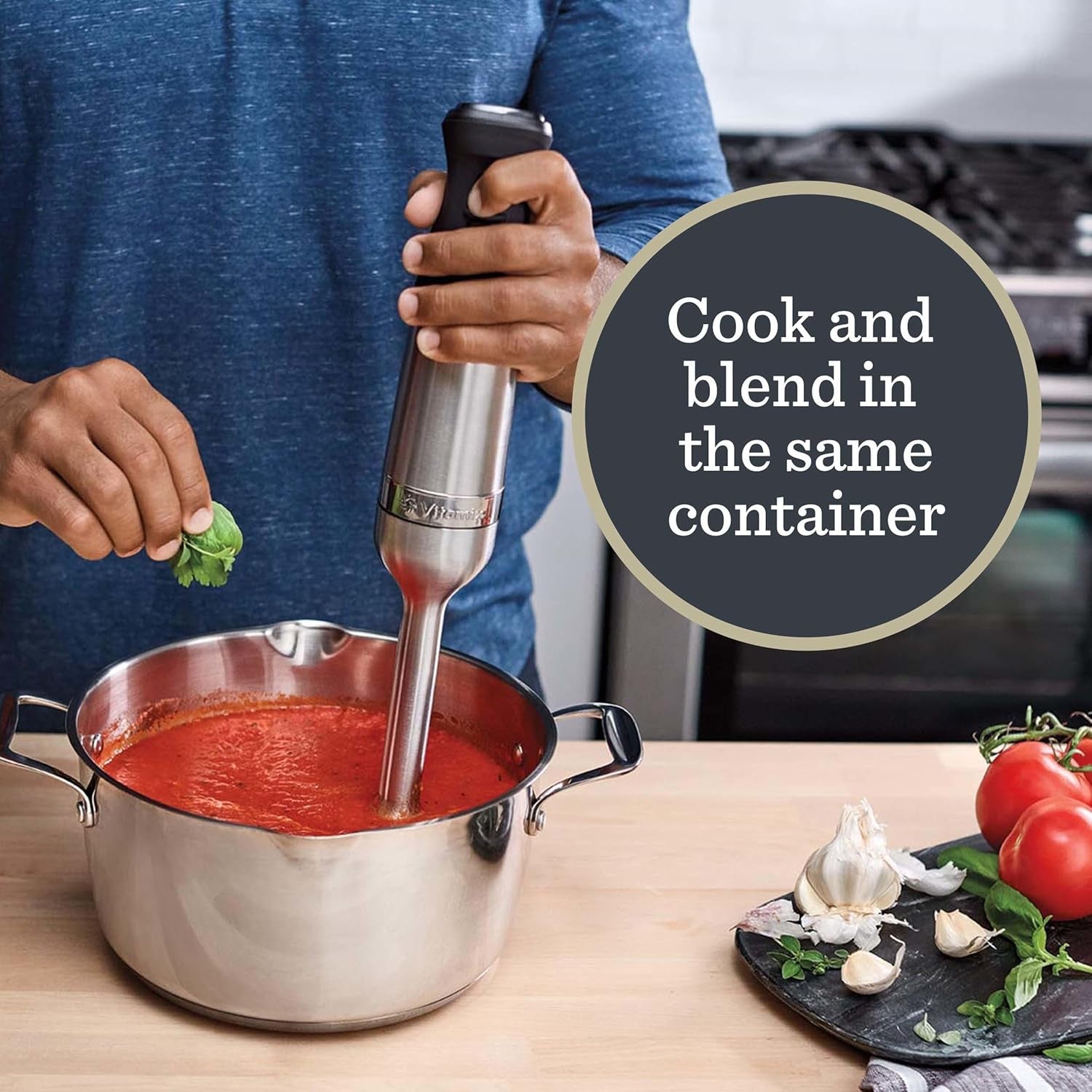 Vitamix 5-Speed Immersion Blender 3-Piece Bundle with Whisk Attachment and Storage Case, Professional-Grade Hand Blender with 625-Watt Motor and Stainless-Steel Blade, Stainless Steel/Black