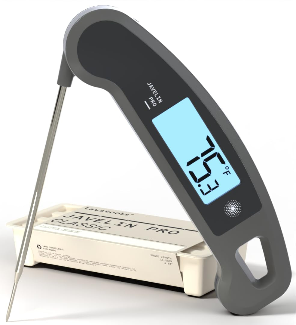 Lavatools Javelin® PRO Classic Ultra-Fast 2-Second Professional Digital Instant Read Meat Thermometer for Grill and Cooking, Auto-Rotating Backlit Display, IP65 Water Resistant, NSF Certified – Sambal