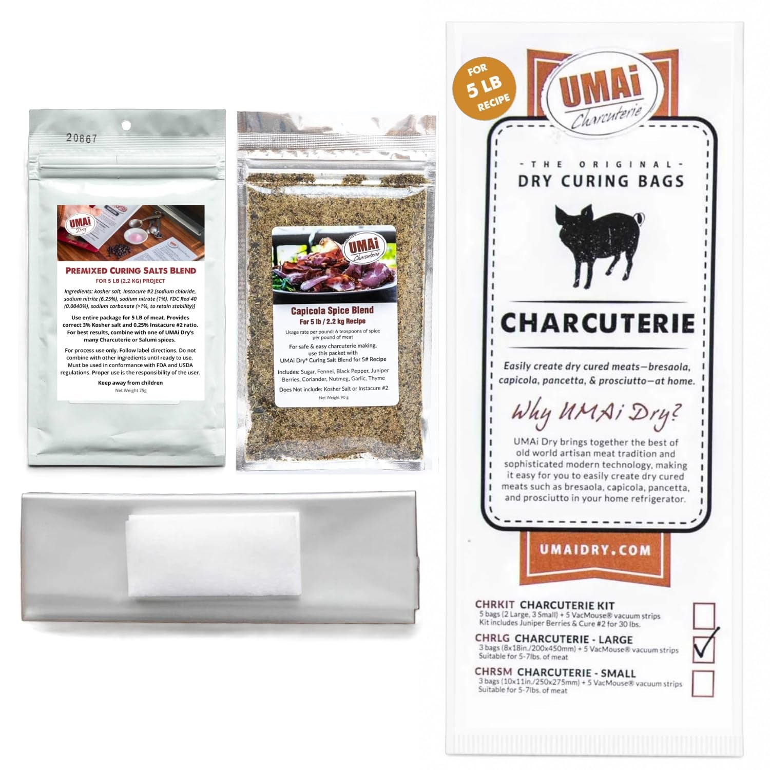 UMAi Dry Capicola Spice Blend Charcuterie Easy Kit Bundle, 3 Pack Larg
