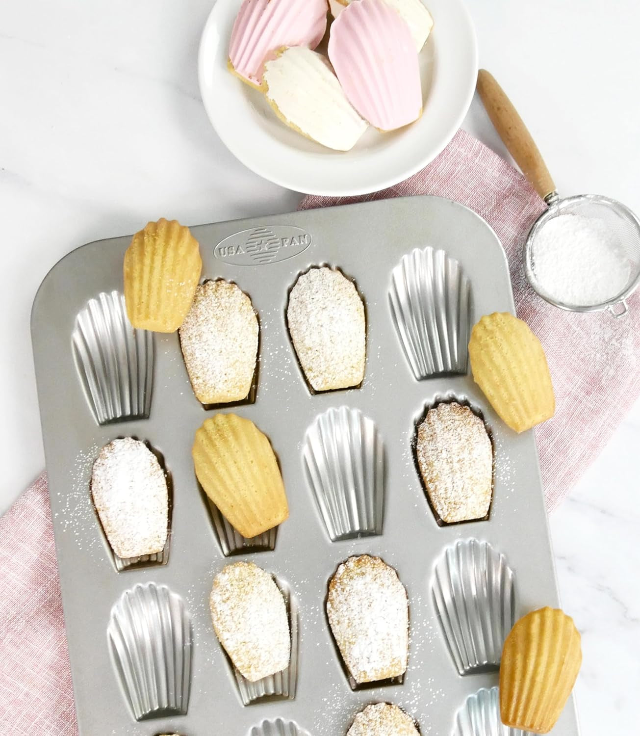 USA Pan Bakeware Nonstick Madeleine Pan, 16 Well