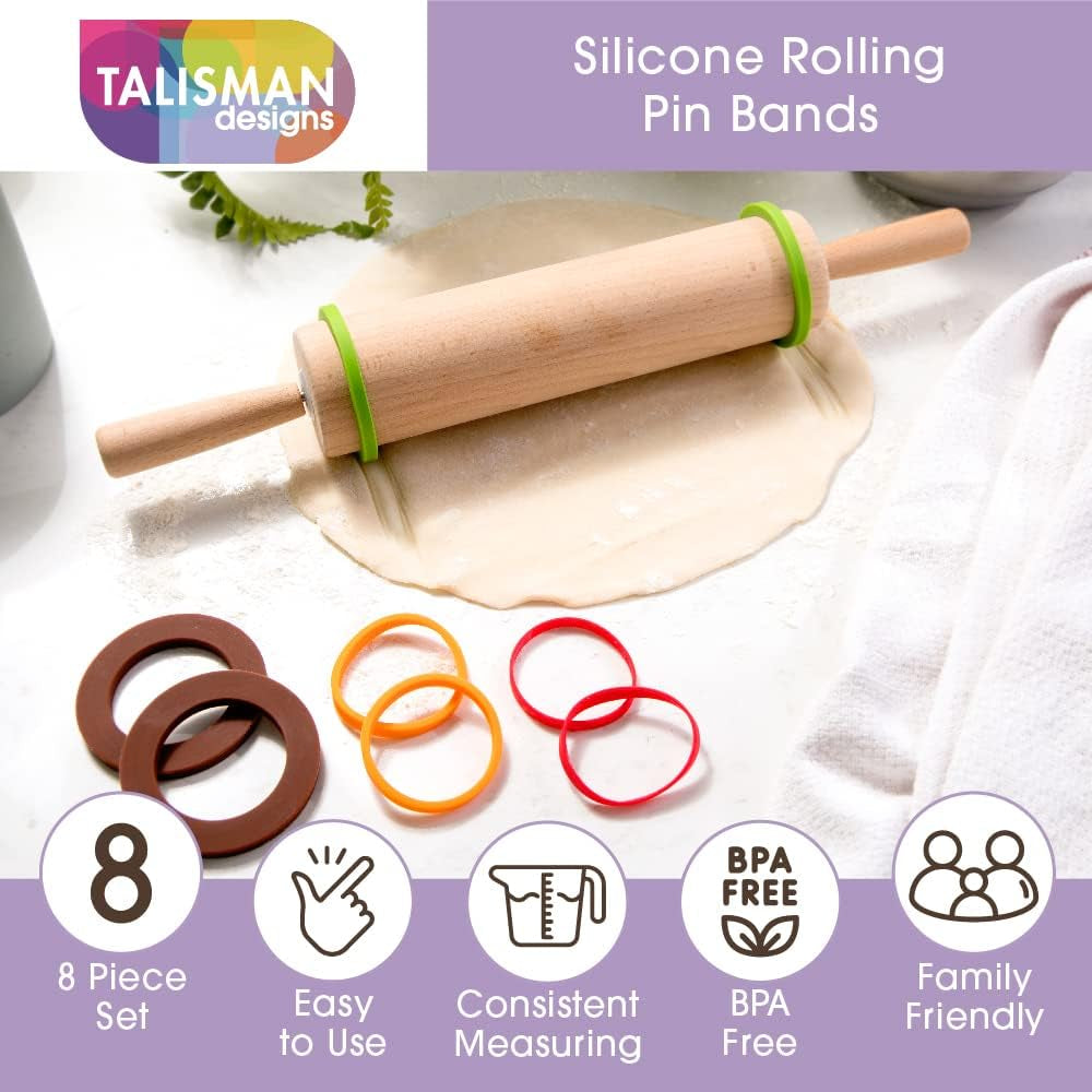 Silicone Rolling Pin Bands 8 Piece Set