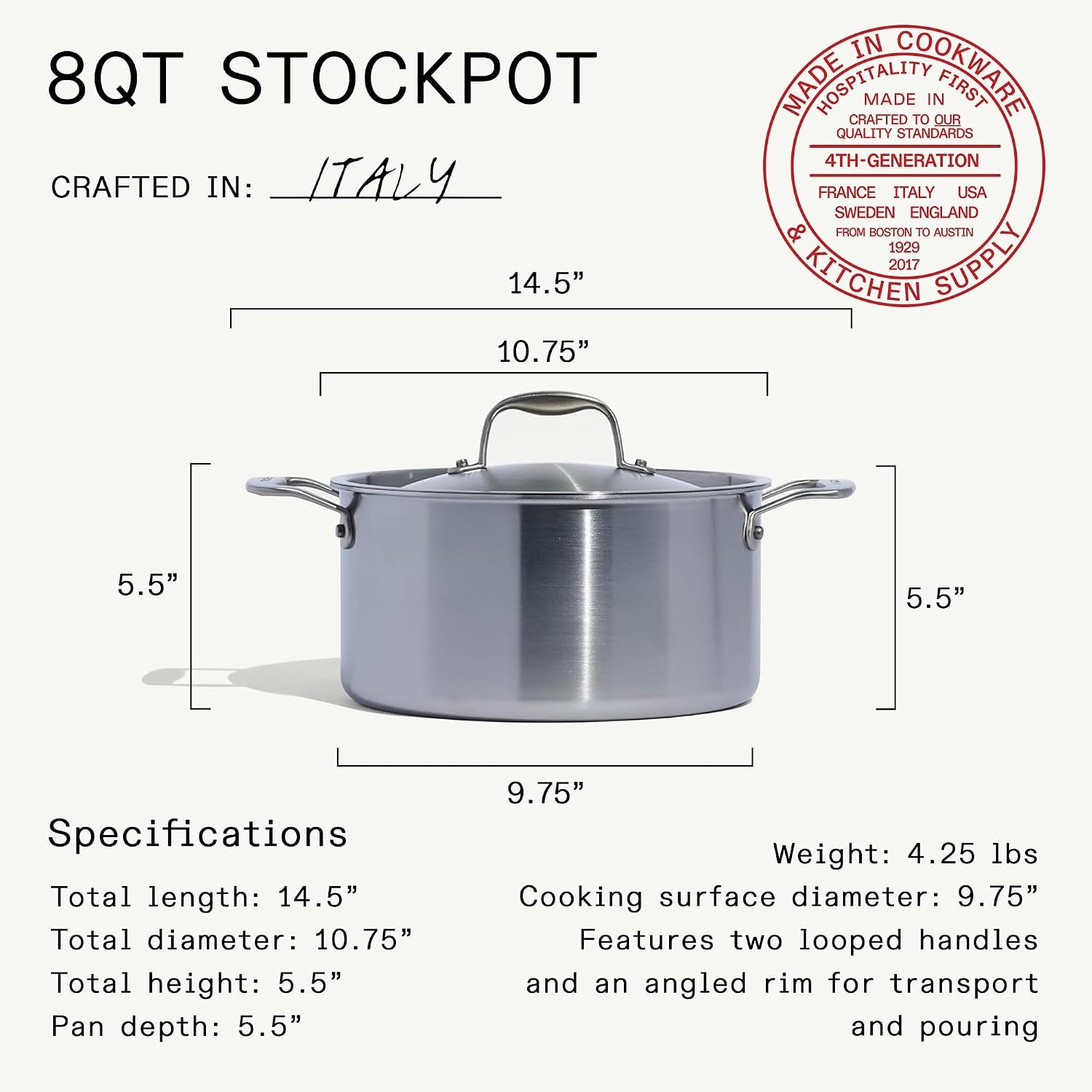 Made In Vollrath 8-Quart Stainless Stock Pot
