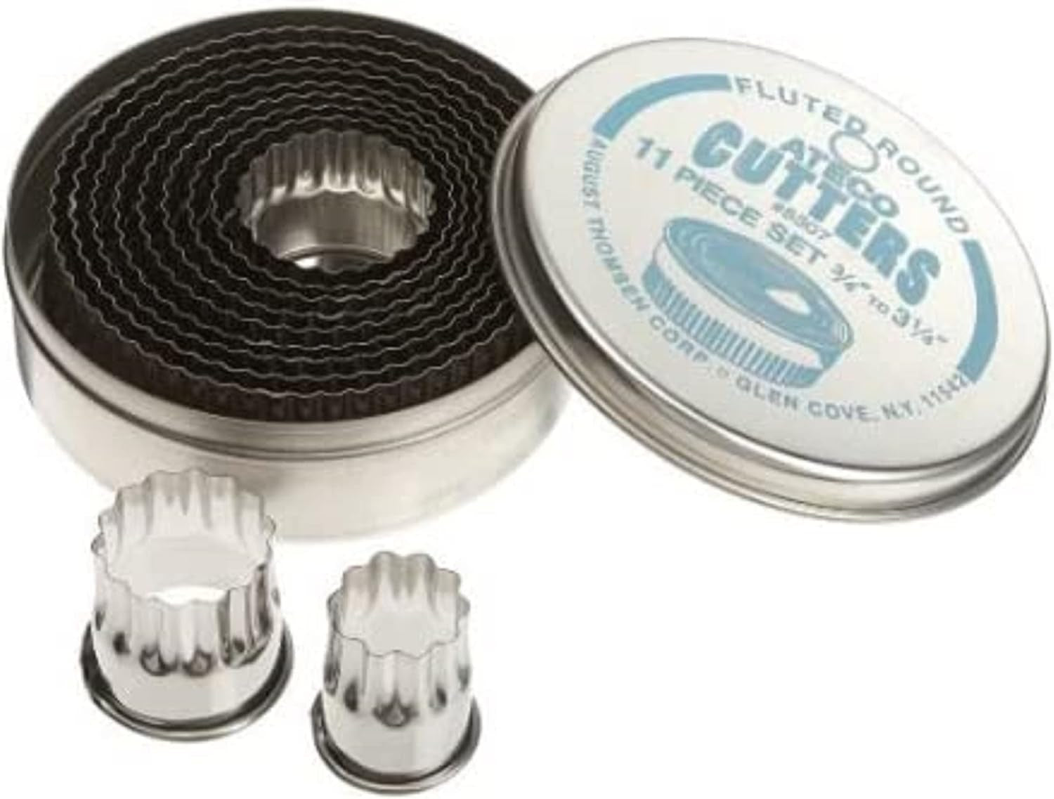Ateco Plain Edge Round Cutters in Graduated Sizes, Stainless Steel, 11