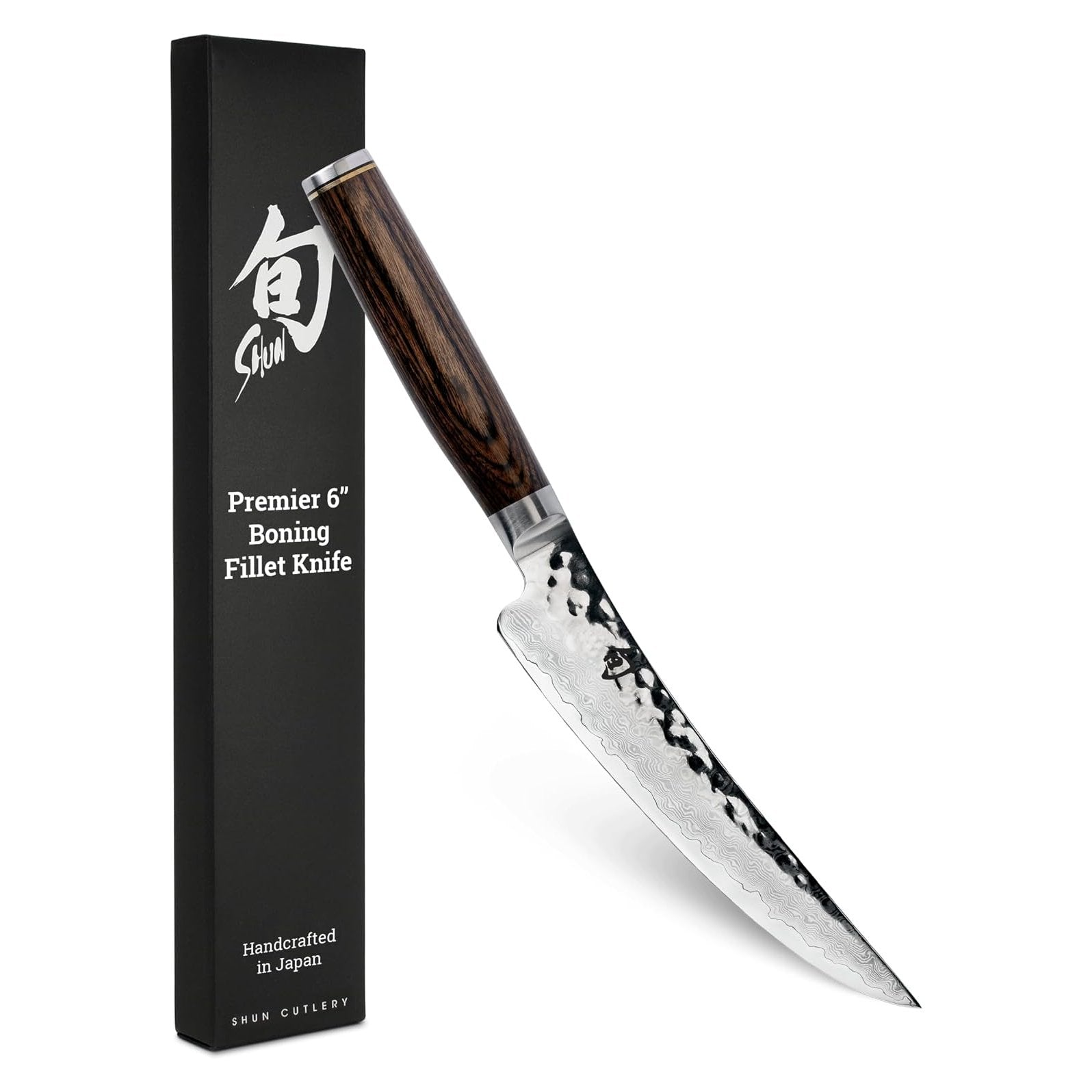 Shun Premier 6" Gokujo Boning Knife, Handcrafted Japanese Boning & Fillet Knife, VG-MAX Core with Damascus Stainless Steel Cladding, Pakkawood Handle, Meat & Fish Tool for Professional and Home Chefs