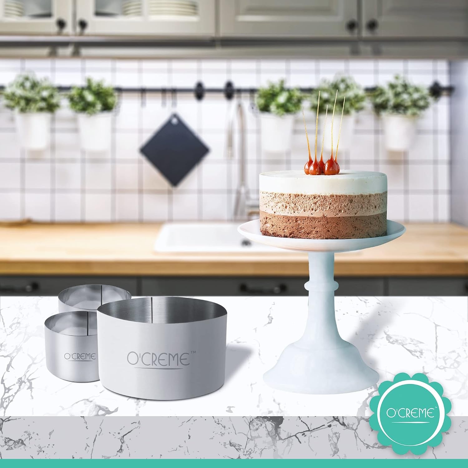 O'Creme Cake Ring Sturdy Stainless Steel Round Mousse Cake Ring Mold f