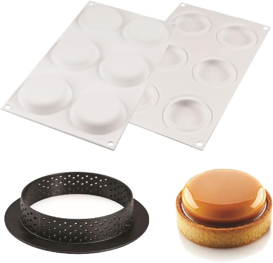 Silikomart "Kit Tarte Ring 80" Silicone Mold with 6 Cavities 2.63 Inch