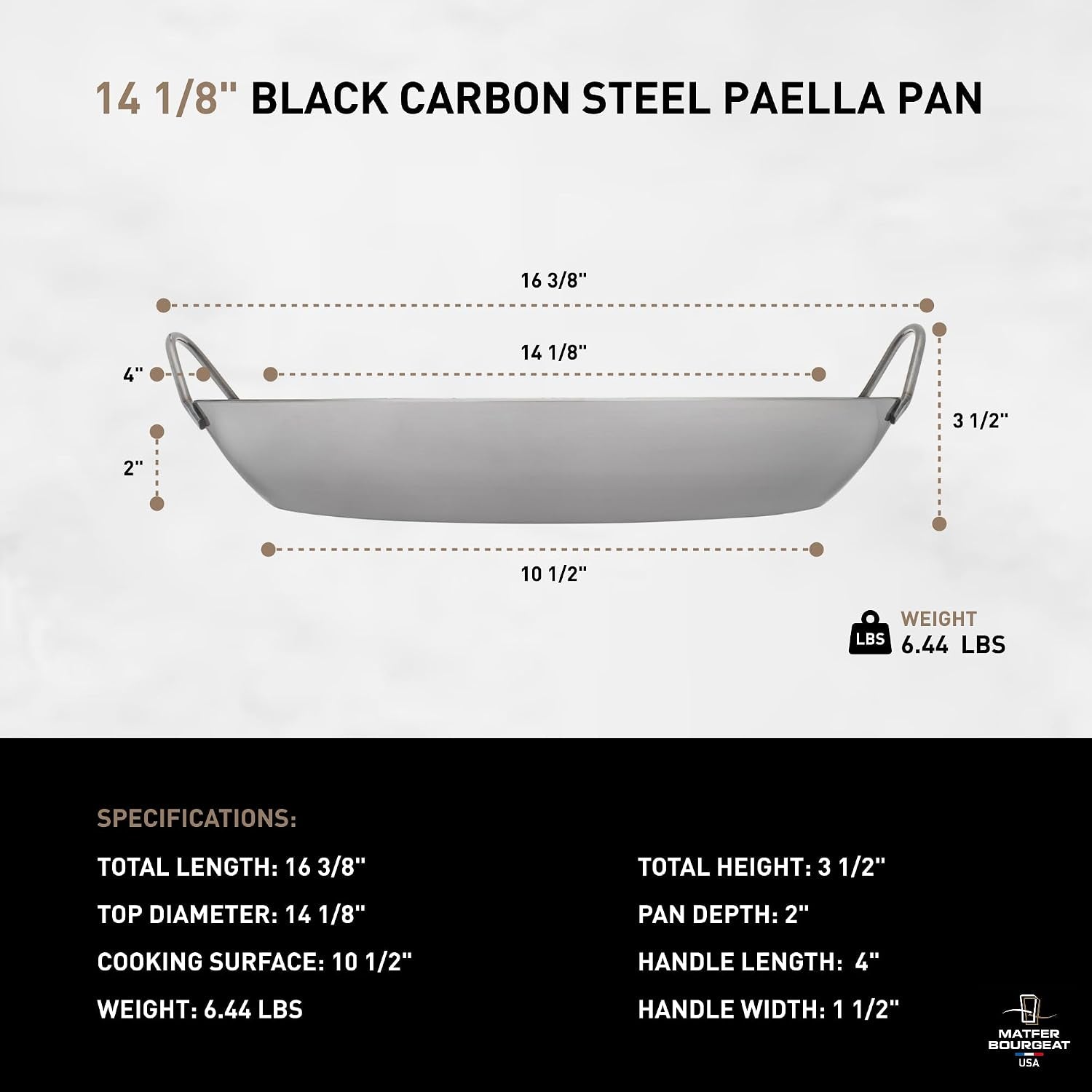 Matfer Bourgeat 14-Inch Carbon Steel Paella Pan
