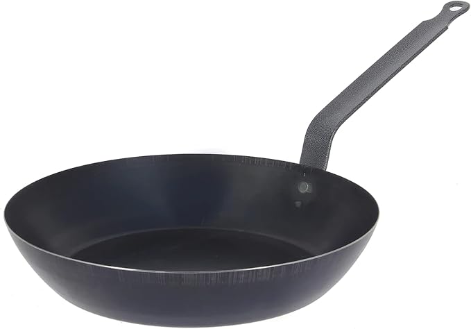 LA LYONNAISE Blue Carbon Steel Fry Pan - 12” - Ideal for Browning, Simmering, Searing & Reheating - Naturally Nonstick - Made in France
