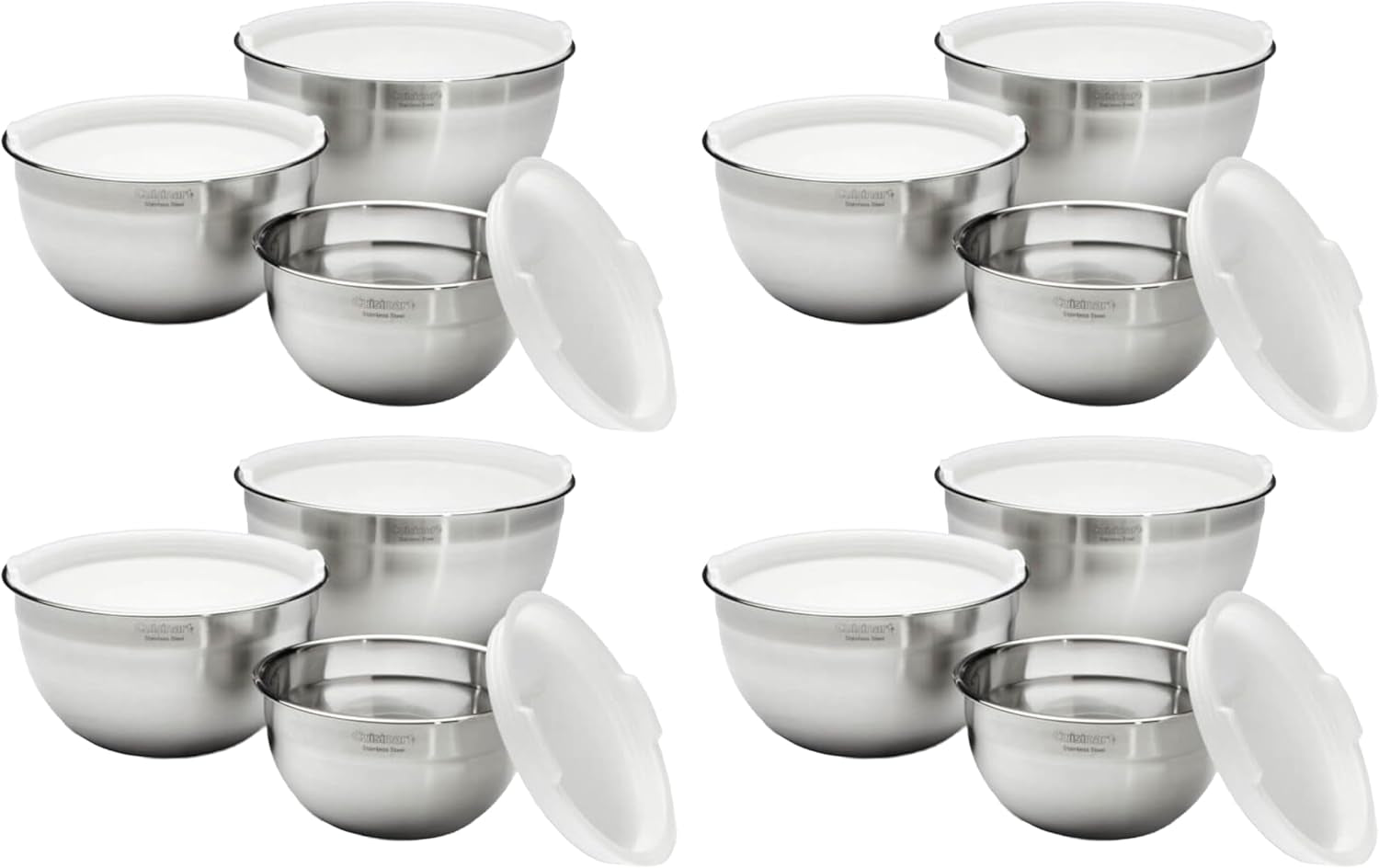 Cuisinart Mixing Bowl Set, Stainless Steel, 3‑Piece Nesting Bowls for