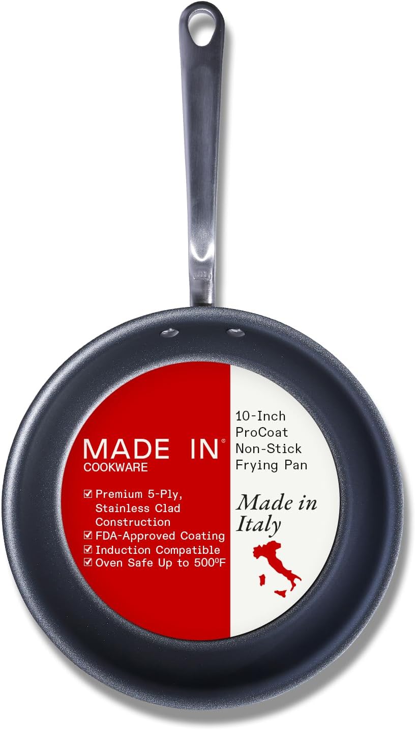 Made In Cookware - ProCoat 8" Non Stick Frying Pan (Graphite) - 5 Ply Stainless Clad Nonstick - Professional Cookware - Crafted in Italy - Induction Compatible