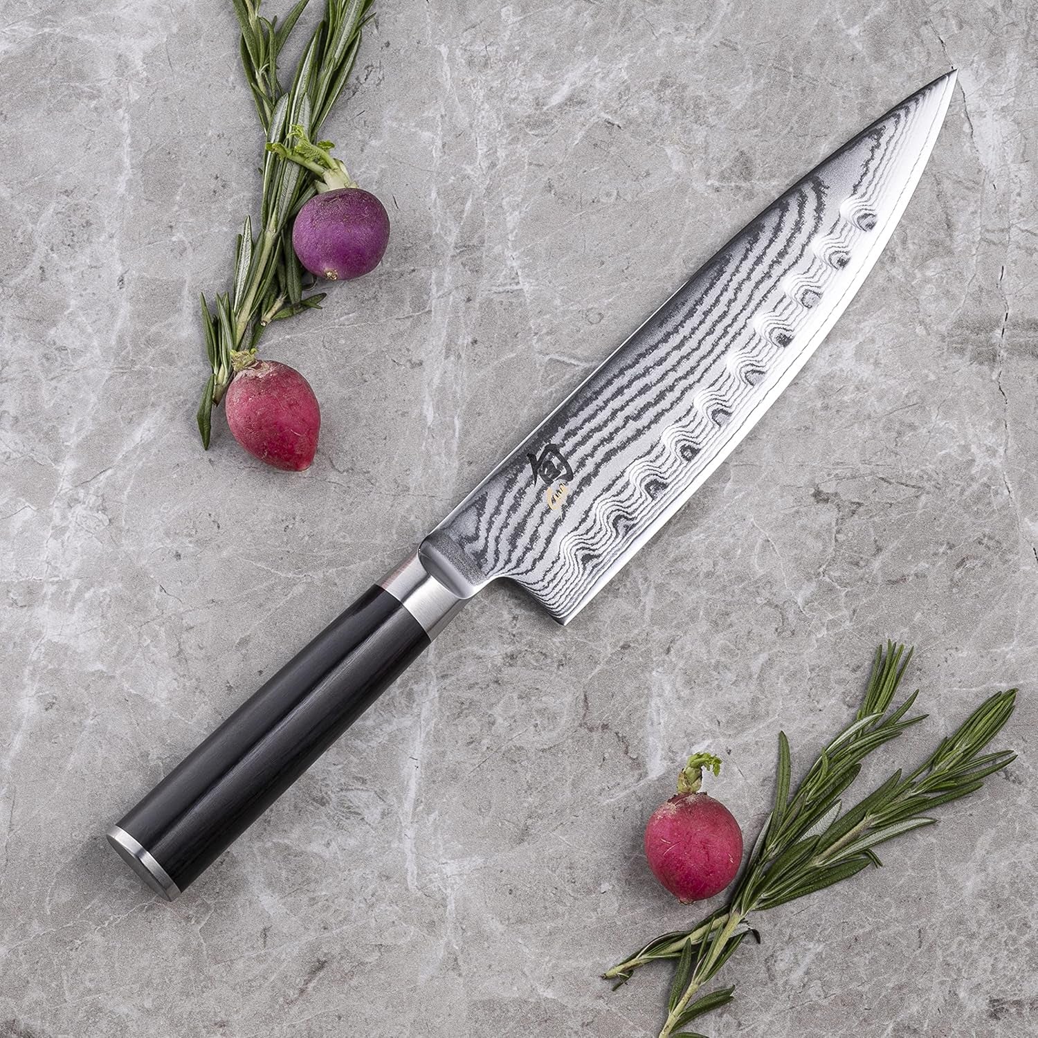 8 Inch Damascus Hollow Edge Chef Knife