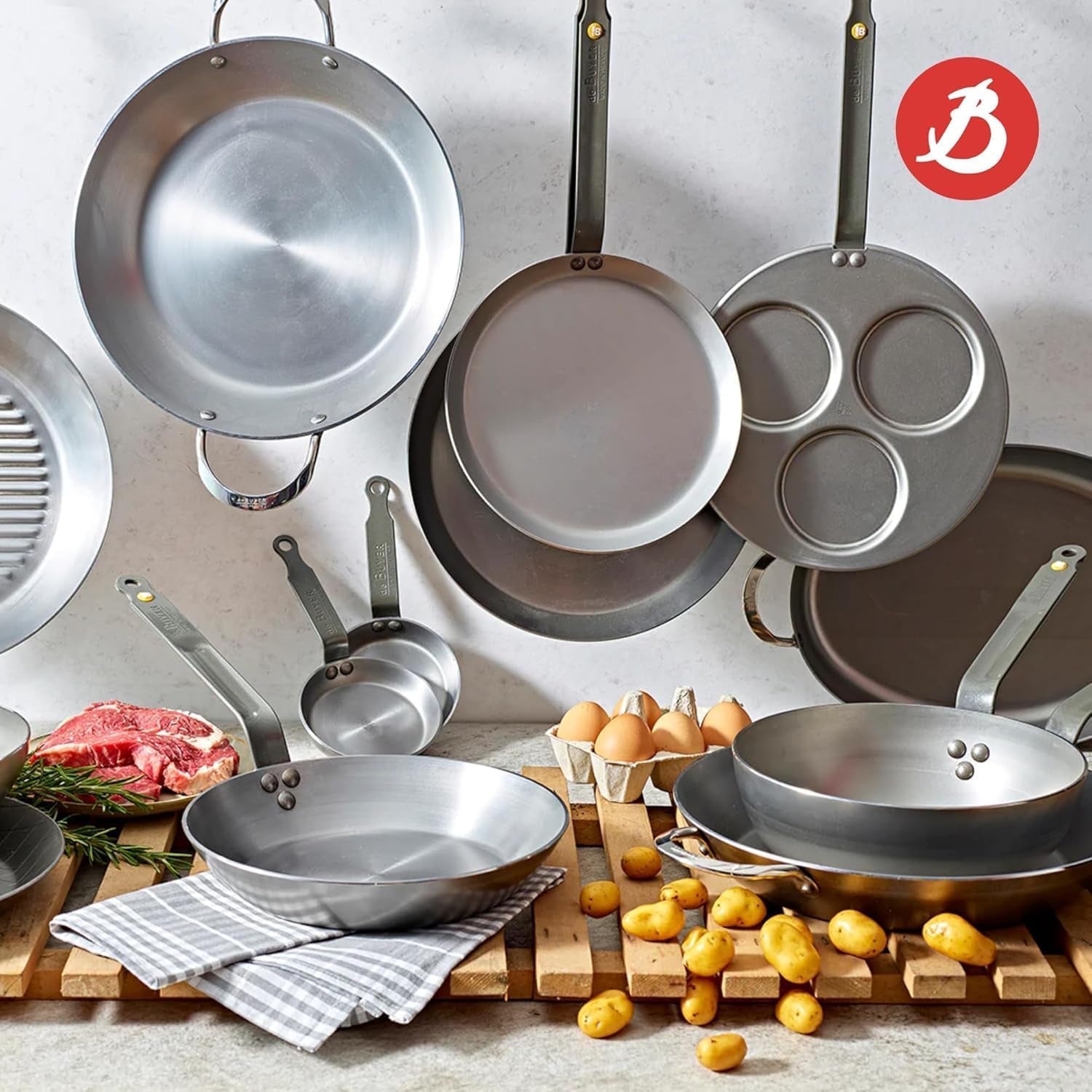 de Buyer Mineral B 12.5-Inch Carbon Steel Fry Pan