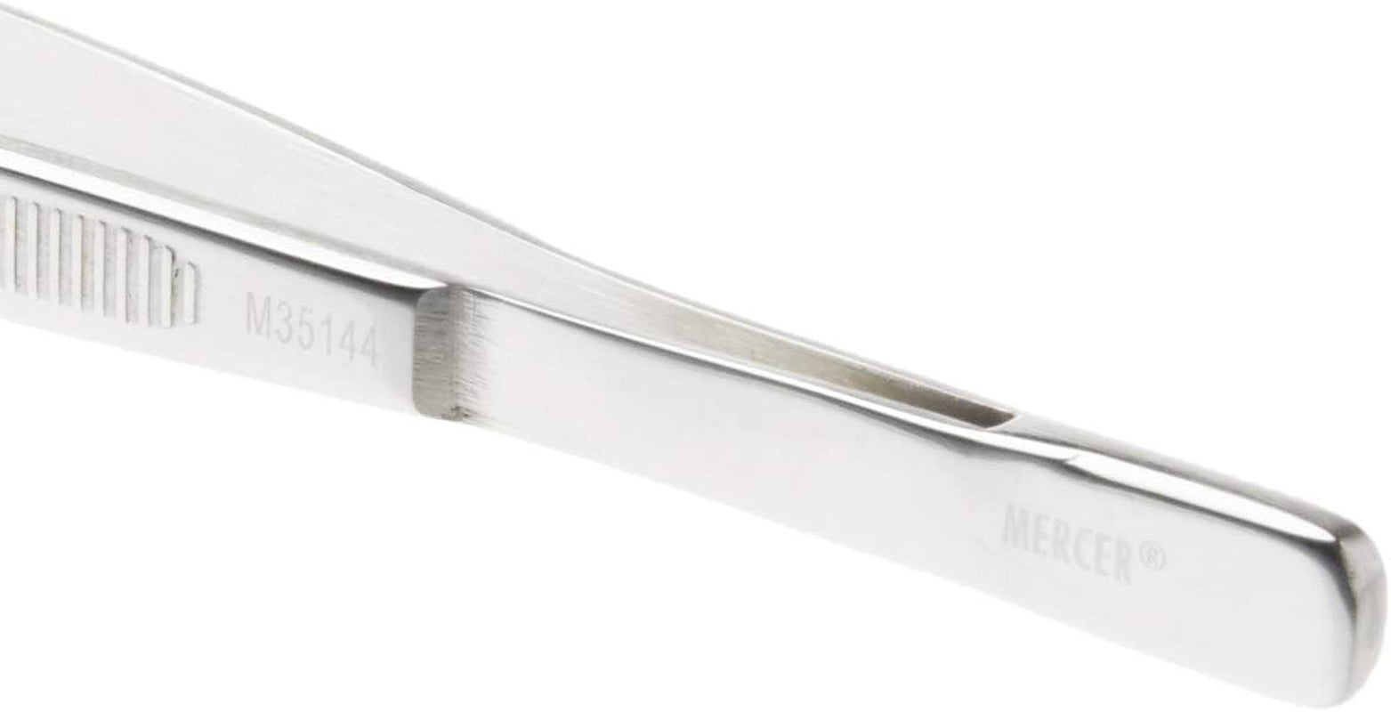 Mercer Culinary 18-8 Stainless Steel Chef Plating Tongs, Curved Fine T