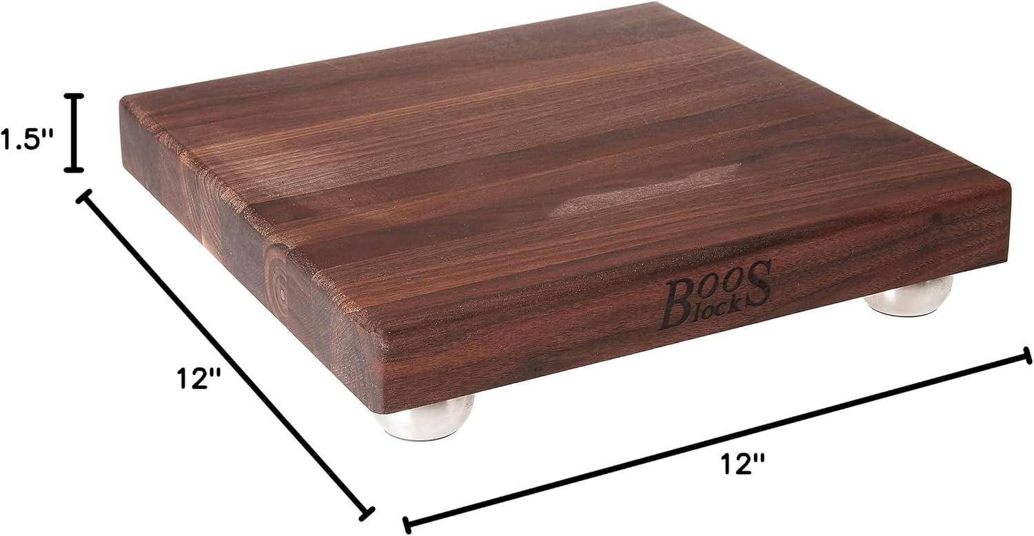 Walnut Edge Grain Cutting Board with Stainless Steel Feet