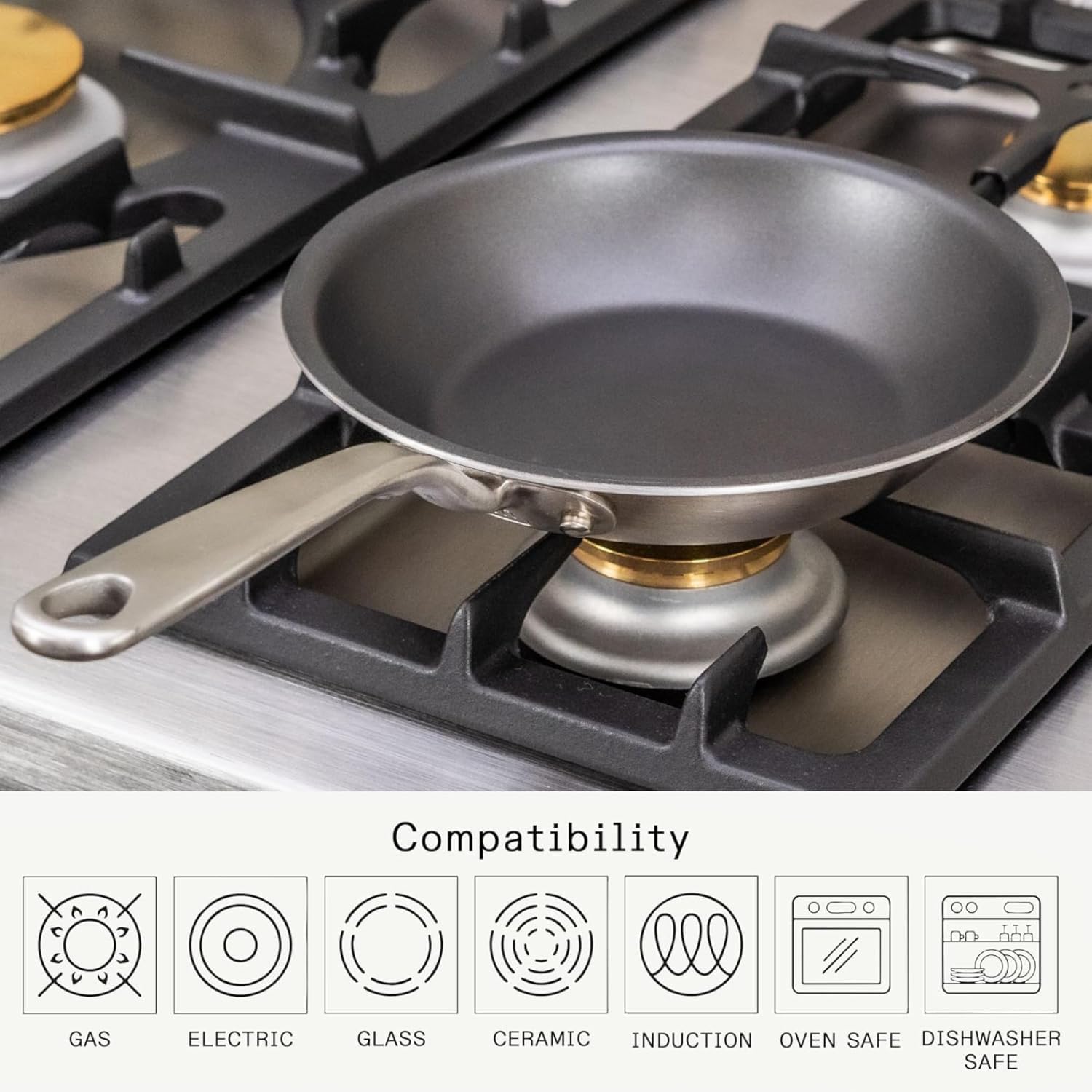 Made In Cookware - ProCoat 8" Non Stick Frying Pan (Graphite) - 5 Ply Stainless Clad Nonstick - Professional Cookware - Crafted in Italy - Induction Compatible