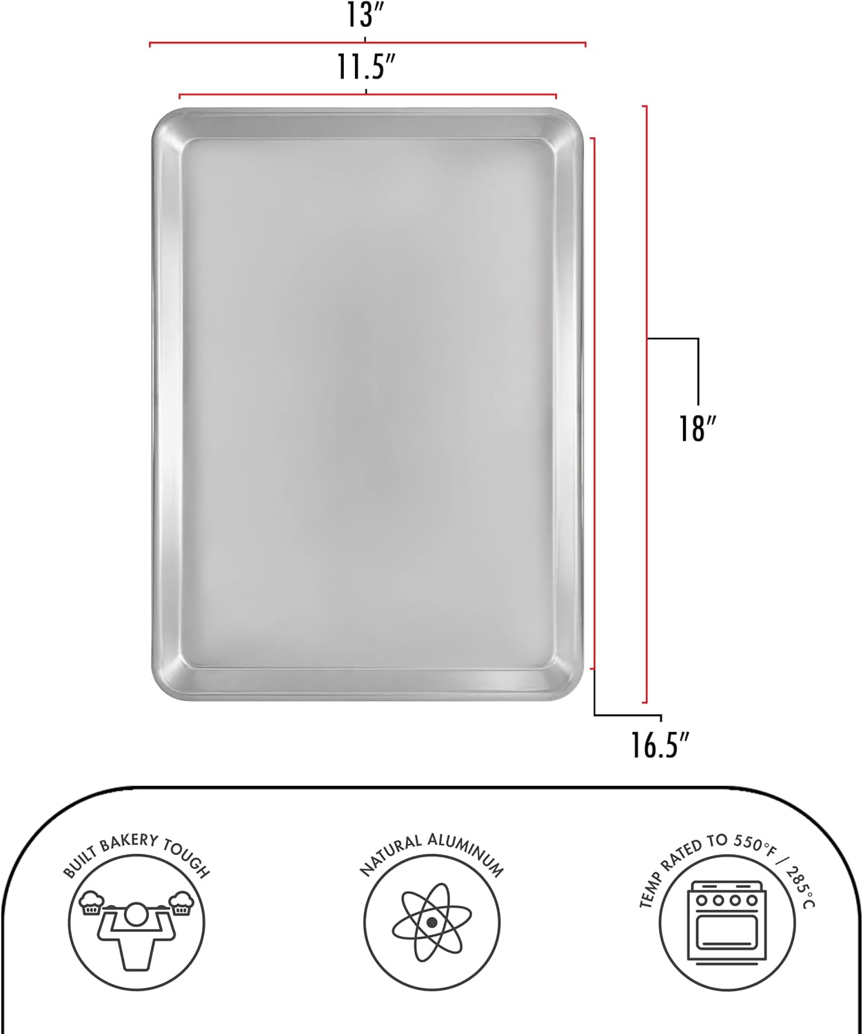 Fat Daddio's Natural Aluminum Half Sheet Pan, 2-Pack