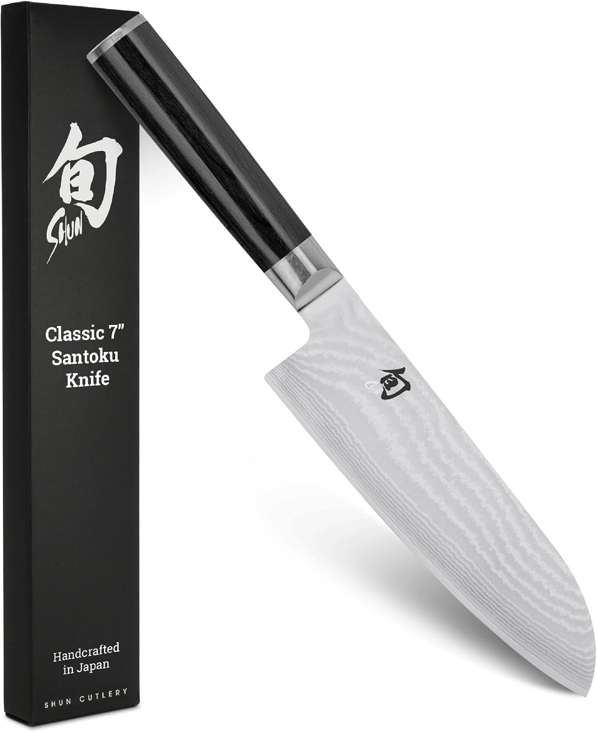 Shun Classic 7" Santoku Knife | Handcrafted Japanese All Purpose Knife, VG-MAX Core with Damascus Stainless Steel Cladding, Pakkawood Handle
