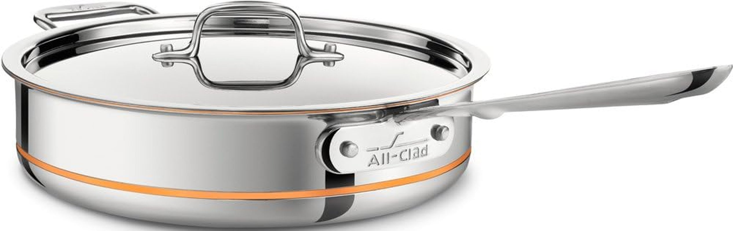 All-Clad Copper Core 5-Ply Stainless Steel Sauté Pan with Steel Lid 5 Quart Induction Oven Broiler Safe 600F Pots and Pans, Cookware Silver
