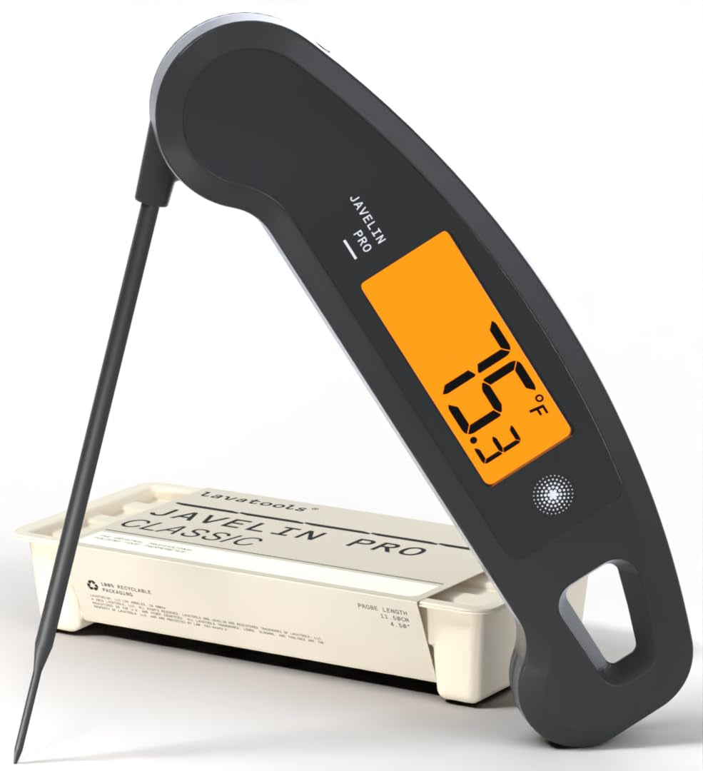Lavatools Javelin® PRO Classic Ultra-Fast 2-Second Professional Digital Instant Read Meat Thermometer for Grill and Cooking, Auto-Rotating Backlit Display, IP65 Water Resistant, NSF Certified – Sambal