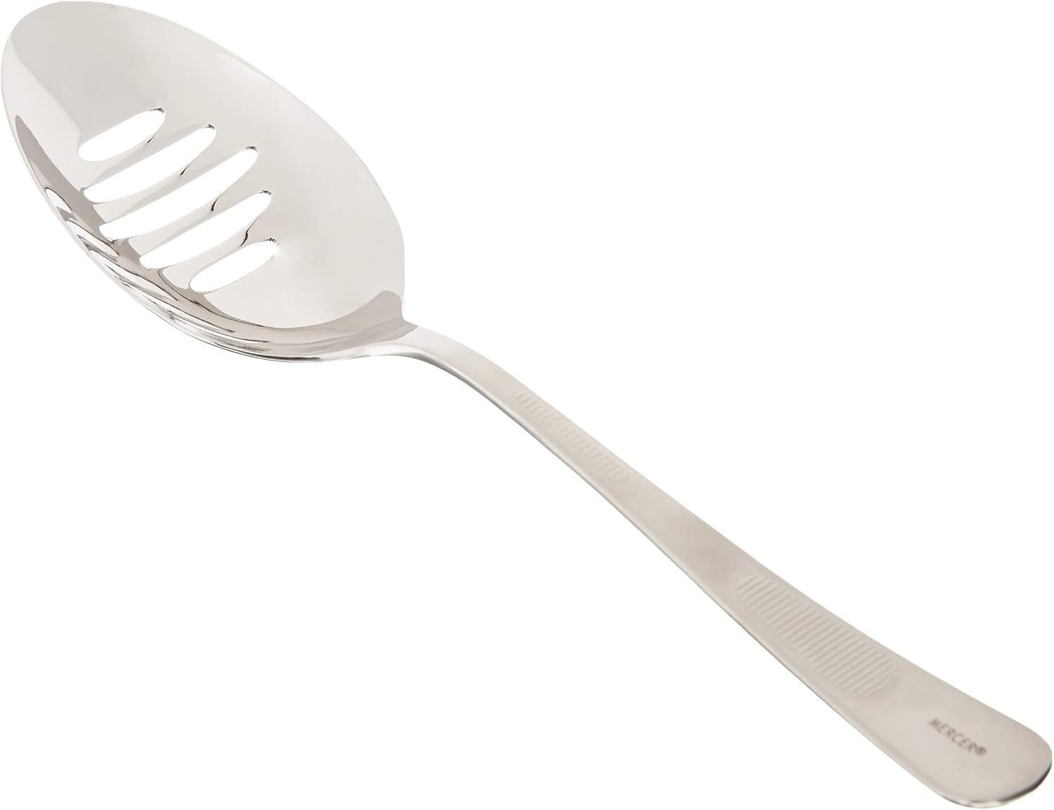Mercer Culinary 18-8 Stainless Steel Plating Spoon with Slotted Bowl,