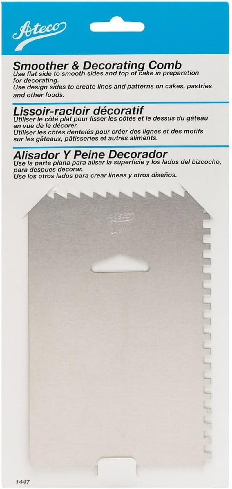 Ateco Decorating Comb & Icing Smoother 4 Sided 6" × 3.75"