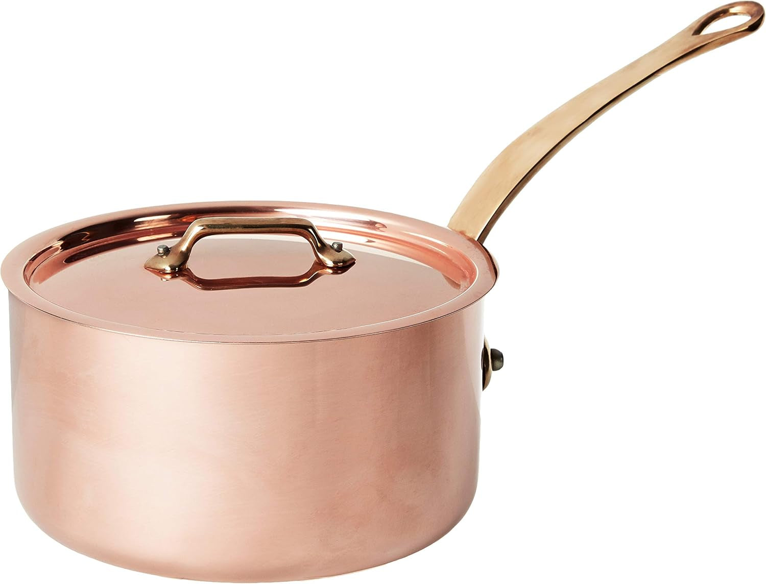Mauviel M'250C 2.7-Quart Copper Saucepan with Lid
