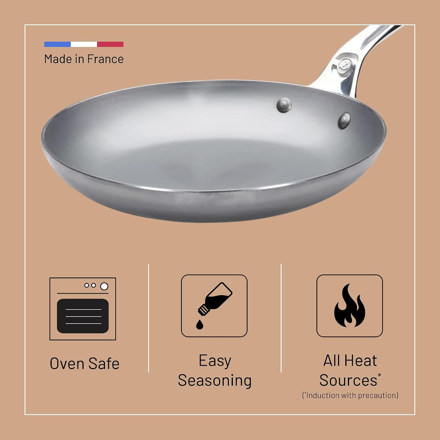 de Buyer MINERAL B Pro Carbon Steel Omelette Pan 9.5"