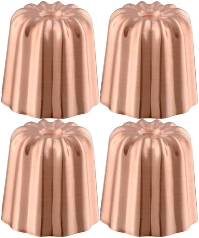 Mauviel M'Passion 4-Piece Copper Tinned Canele Mold Set, 2.2-in, Made