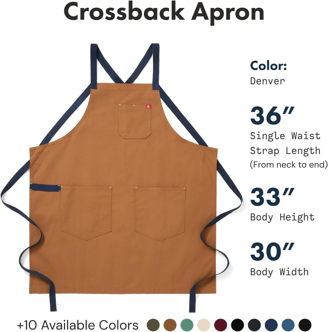 Crossback Chef Apron for Men & Women, Denver Brown