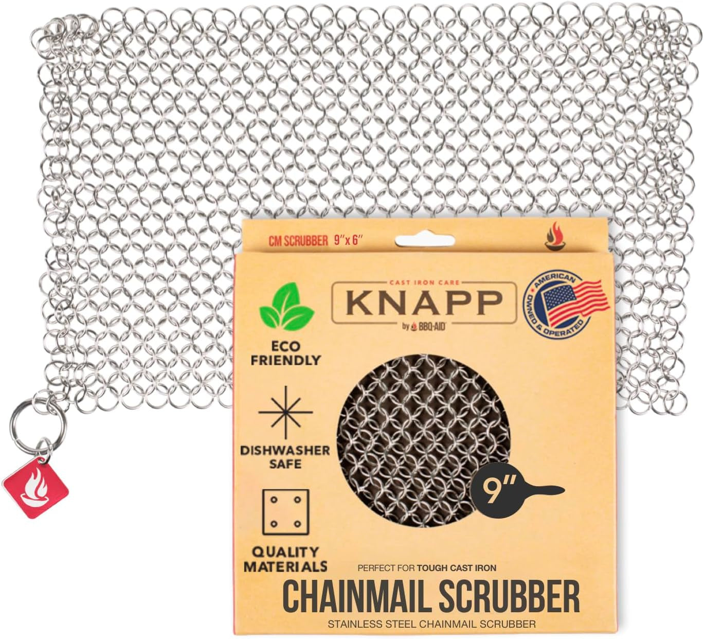 Knapp Made 6" × 6" Small Ring Chainmail Cast Iron Scrubber