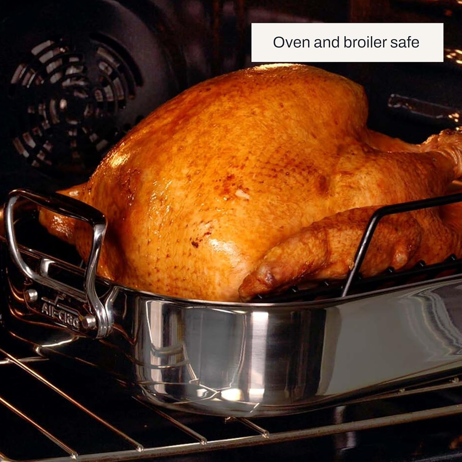 All-Clad Specialty Stainless Steel Roaster and Nonstick Rack 16x13x5 I