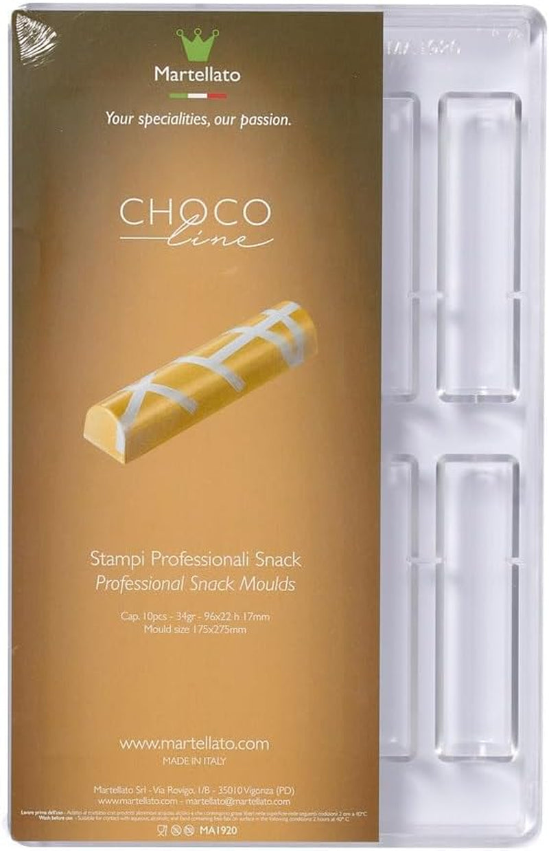 Martellato Polycarbonate Chocolate Mold, Rectangle Bar 96mm