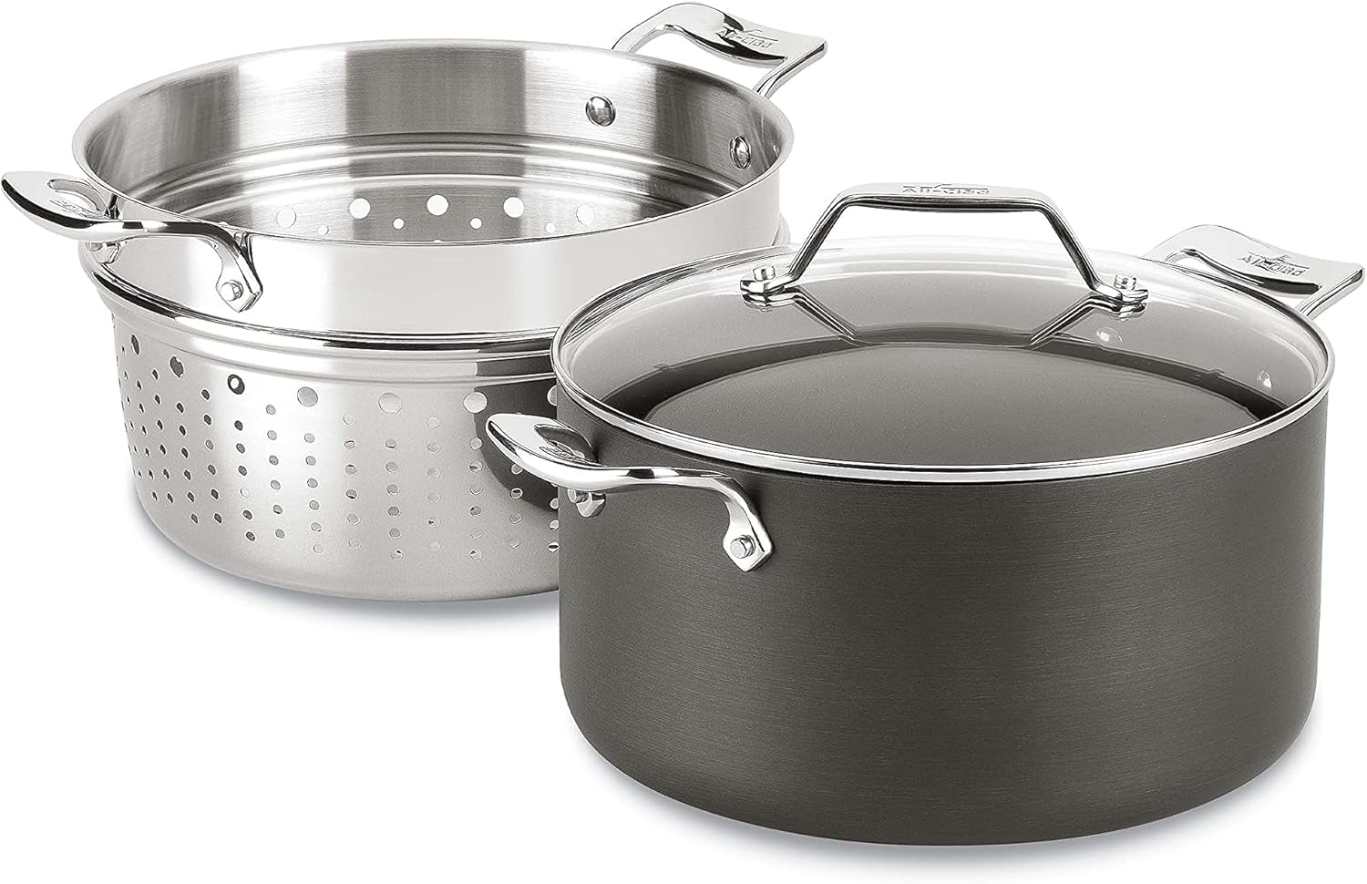 All-Clad Stockpot 12 qt Stainless Steel Multipot With Insert & Lid, Stainless Steel Pot, Induction, Oven Broiler Safe 600F Skillet, Professional Cookware, Silver