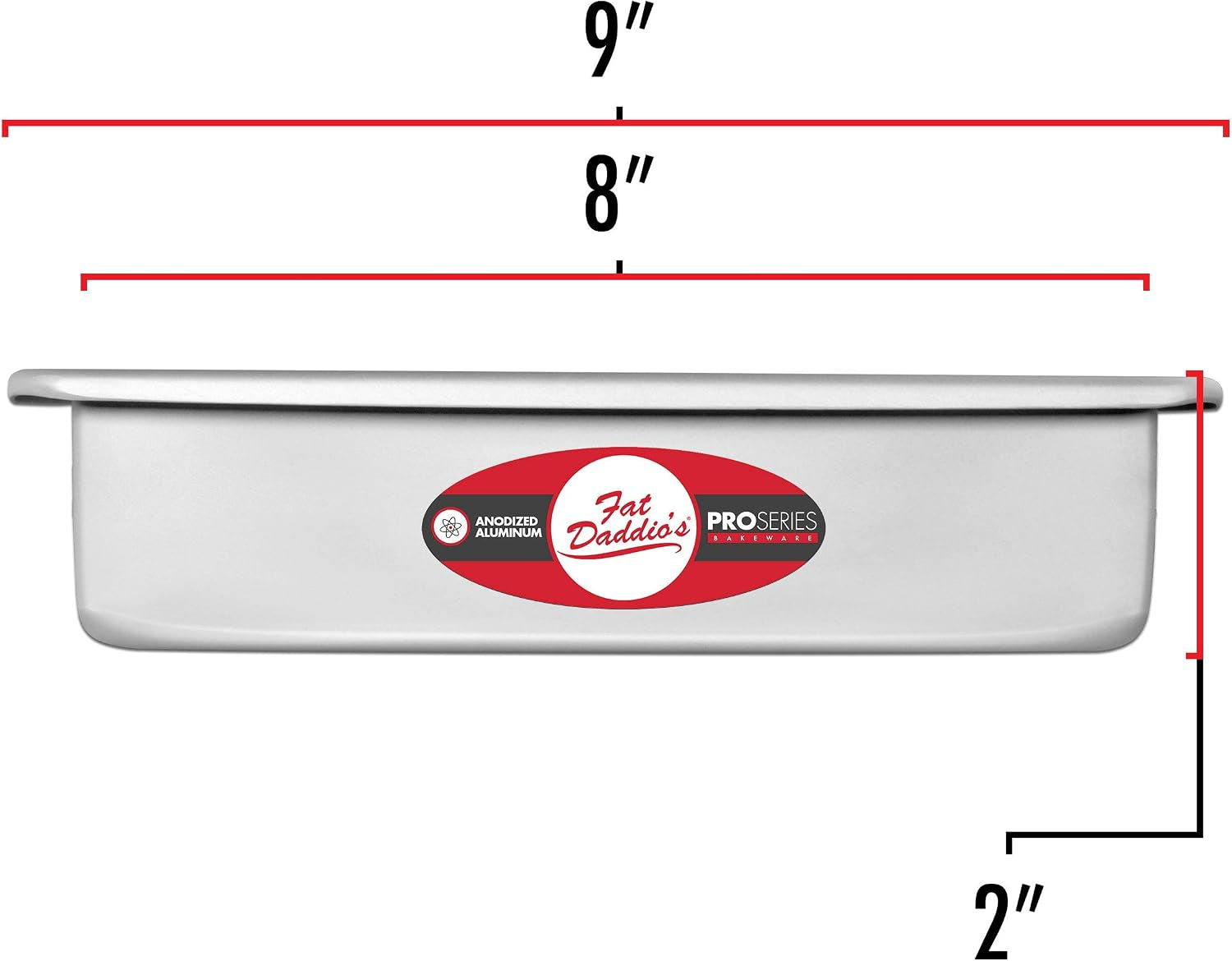 Fat Daddio's PSQ-882 Anodized Aluminum Square Cake Pan, 8 x 2 Inch