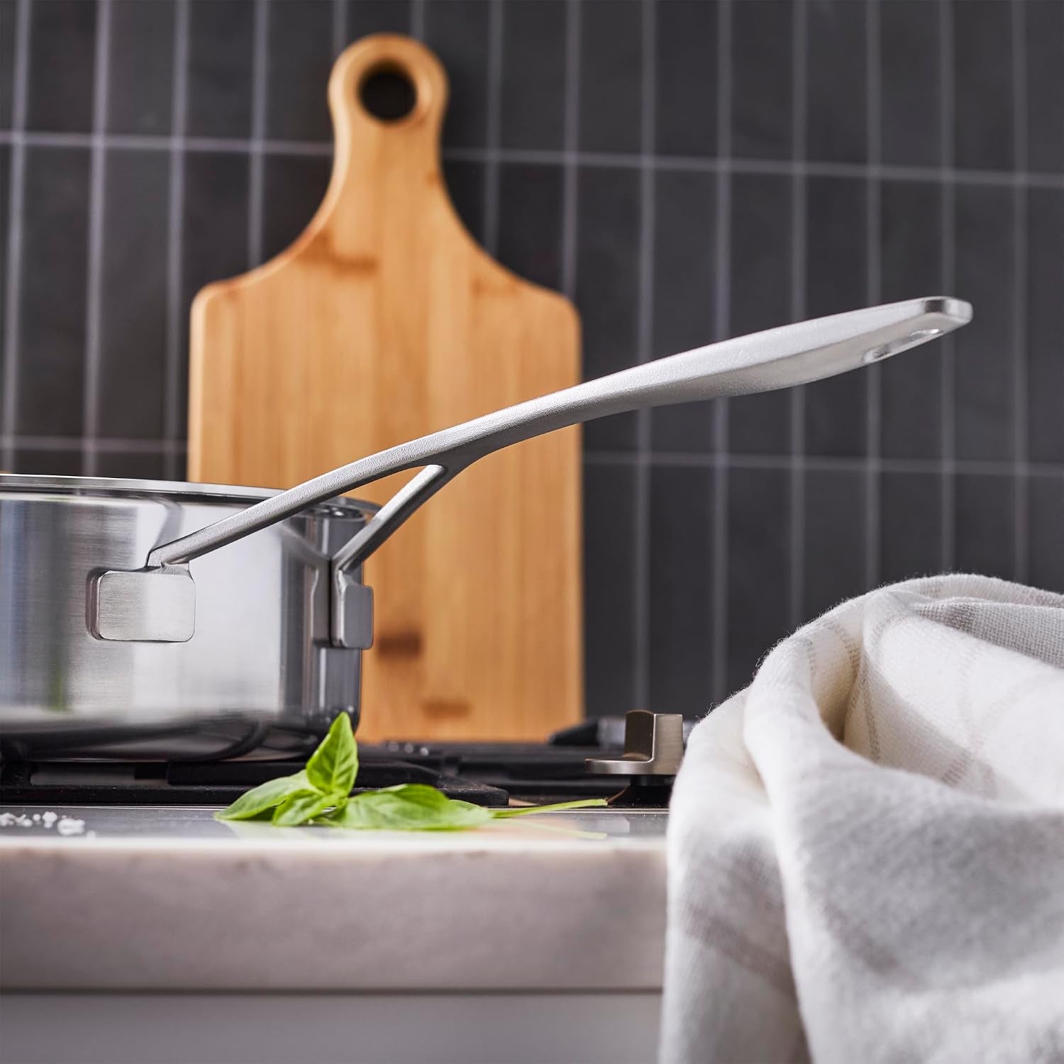 Demeyere Industry 5, 3-qt Stainless Steel Saute Pan with Handle Helper