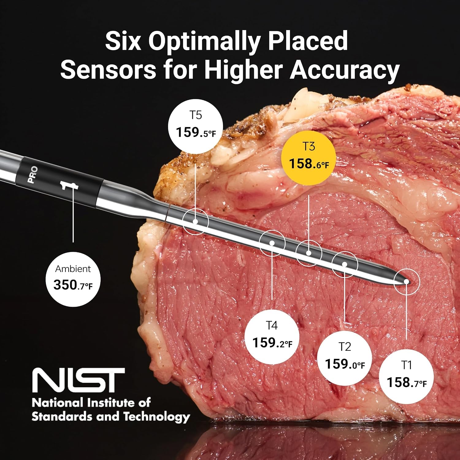 ThermoMaven Sub-1G Wireless Meat Thermometer, 4 Probes WiFi Thermometer | 3000FT Open Range, Smart App + Base Control, 6 Sensor NIST ±0.5°F Accuracy, BBQ Smoker Grill Oven, Brisket Steak Turkey Pork