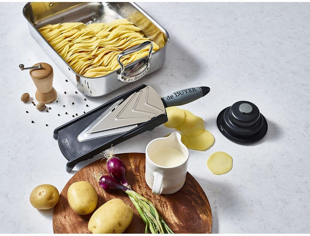 DeBuyer Konra Axis Mandoline Stainless Steel Food Fruit Veg Slicer in Black