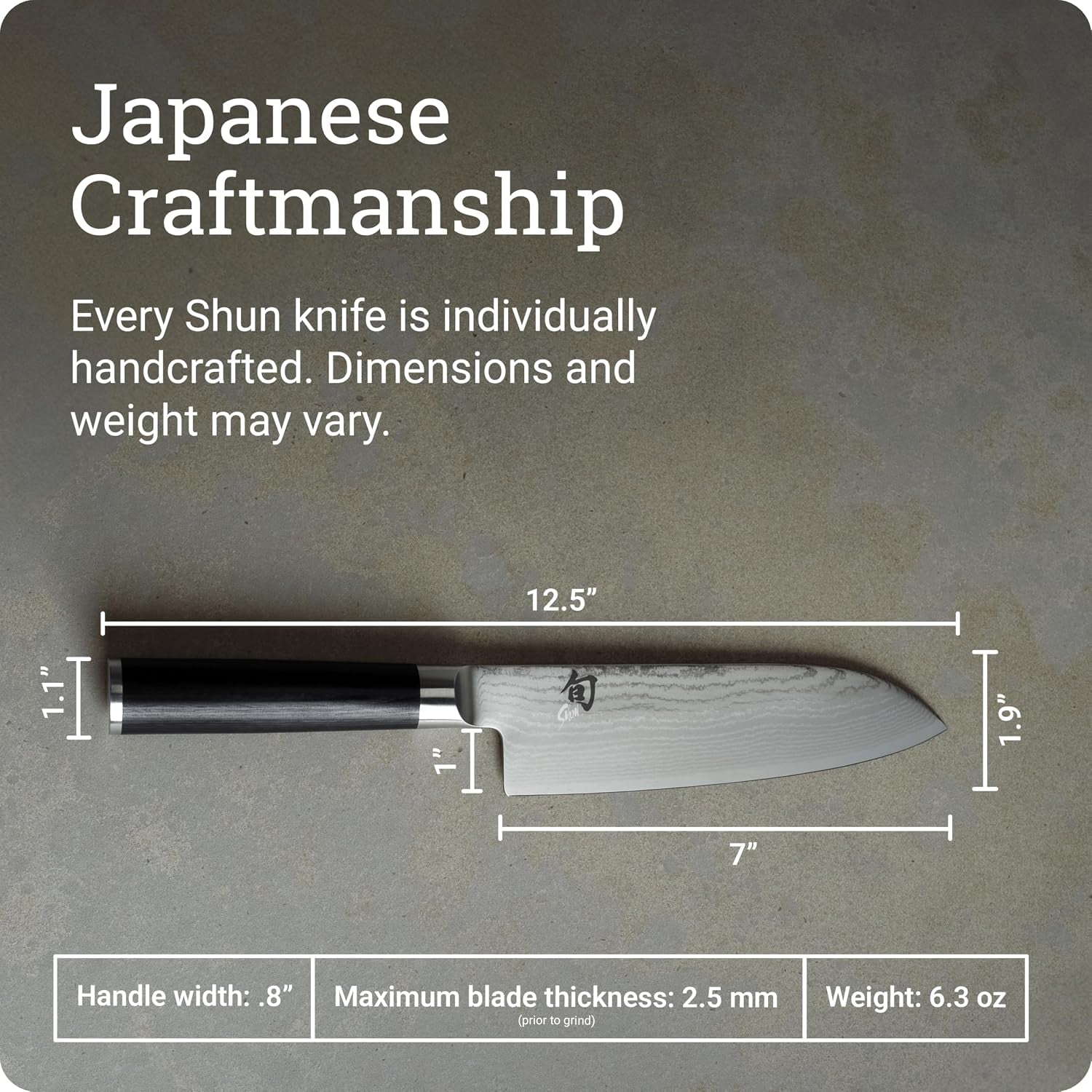 Shun Classic 7" Santoku Knife | Handcrafted Japanese All Purpose Knife, VG-MAX Core with Damascus Stainless Steel Cladding, Pakkawood Handle