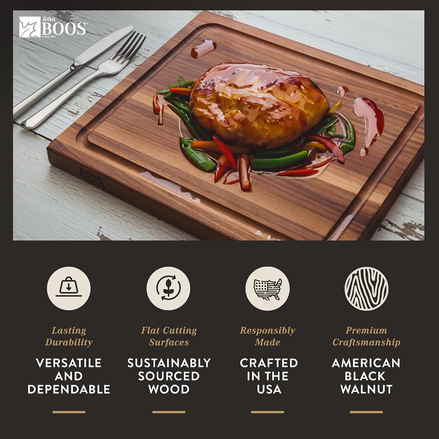 John Boos Block Walnut Reversible Cutting Board