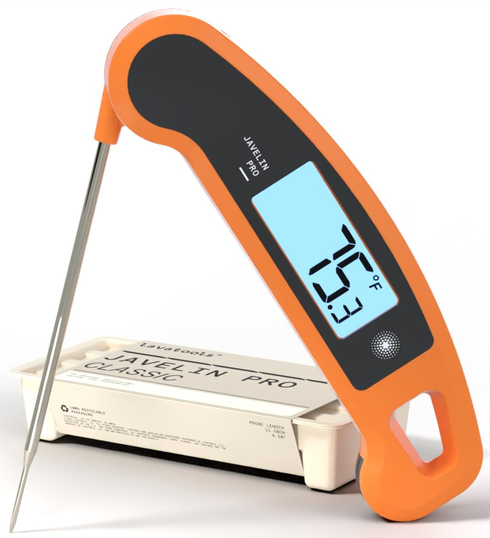 Lavatools Javelin® PRO Classic Ultra-Fast 2-Second Professional Digital Instant Read Meat Thermometer for Grill and Cooking, Auto-Rotating Backlit Display, IP65 Water Resistant, NSF Certified – Sambal