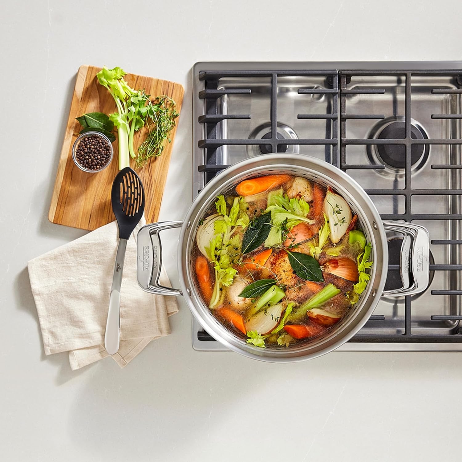 All-Clad Simply Strain Stainless Steel Stockpot, Multipot with Insert & Lid, 16 Quart Induction Oven Broiler Safe 600F, Strainer, Pasta Strainer with Handle, Steamer Pot, Pots and Pans, Silver