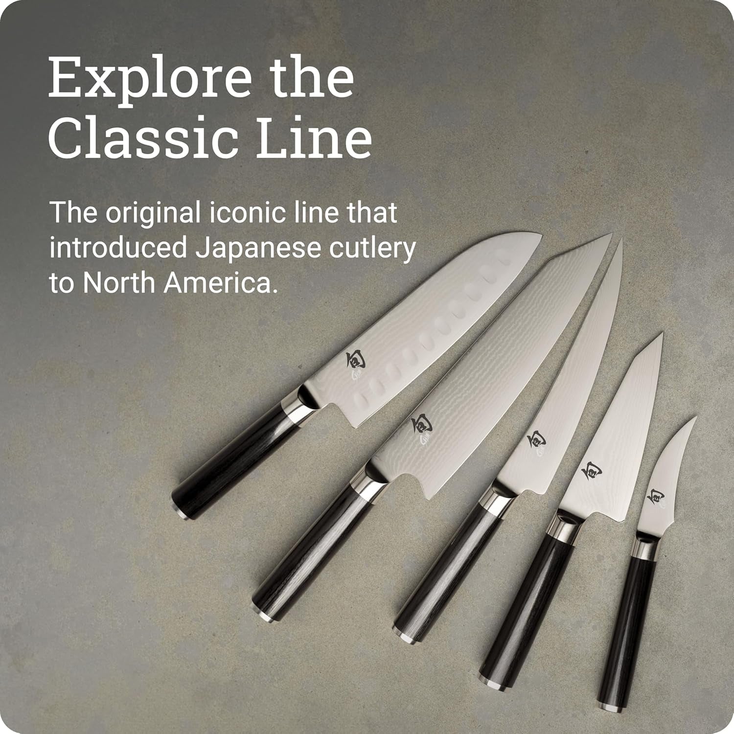 Shun Classic 7\" Hollow Ground Santoku Knife, Handcrafted Japanese Cutting Knife, VG-MAX Core with Damascus Stainless Steel Cladding, Pakkawood Handle