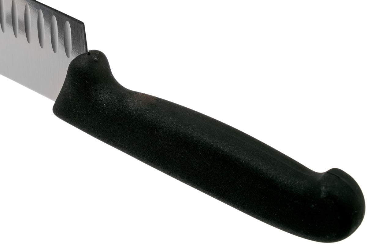 Victorinox Fibrox 7" Santoku Knife with Granton Blade, Black