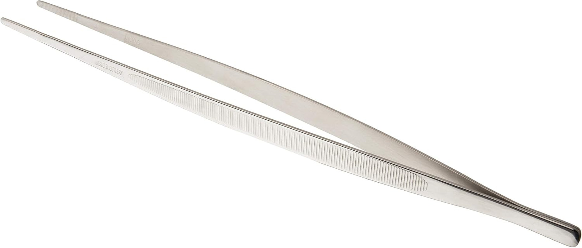 Mercer Culinary 18-8 Stainless Steel Chef Plating Tongs, Curved Fine T