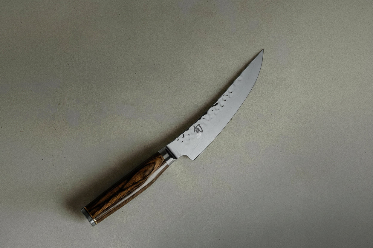 Shun Premier 6" Gokujo Boning Knife, Handcrafted Japanese Boning & Fillet Knife, VG-MAX Core with Damascus Stainless Steel Cladding, Pakkawood Handle, Meat & Fish Tool for Professional and Home Chefs