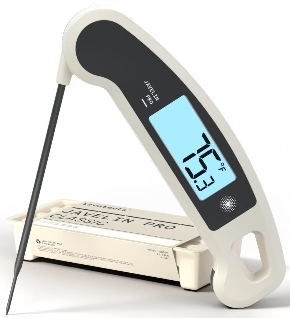 Lavatools Javelin® PRO Classic Ultra-Fast 2-Second Professional Digital Instant Read Meat Thermometer for Grill and Cooking, Auto-Rotating Backlit Display, IP65 Water Resistant, NSF Certified – Sambal
